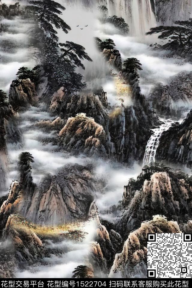 香云纱中老年国画数码印花华亿平台下载（图片编号: 1522704） - 瓦栏（Walan）