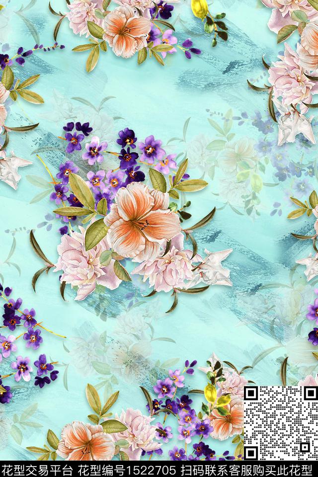 花卉底纹中老年数码印花华亿平台下载（图片编号: 1522705） - 瓦栏（Walan）