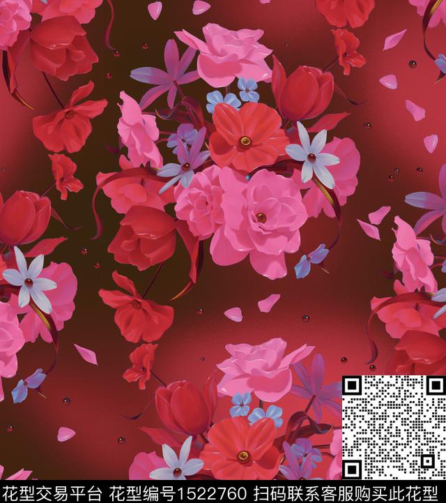 油画华亿平台荷花中国风数码印花华亿平台下载（图片编号: 1522760） - 瓦栏（Walan）