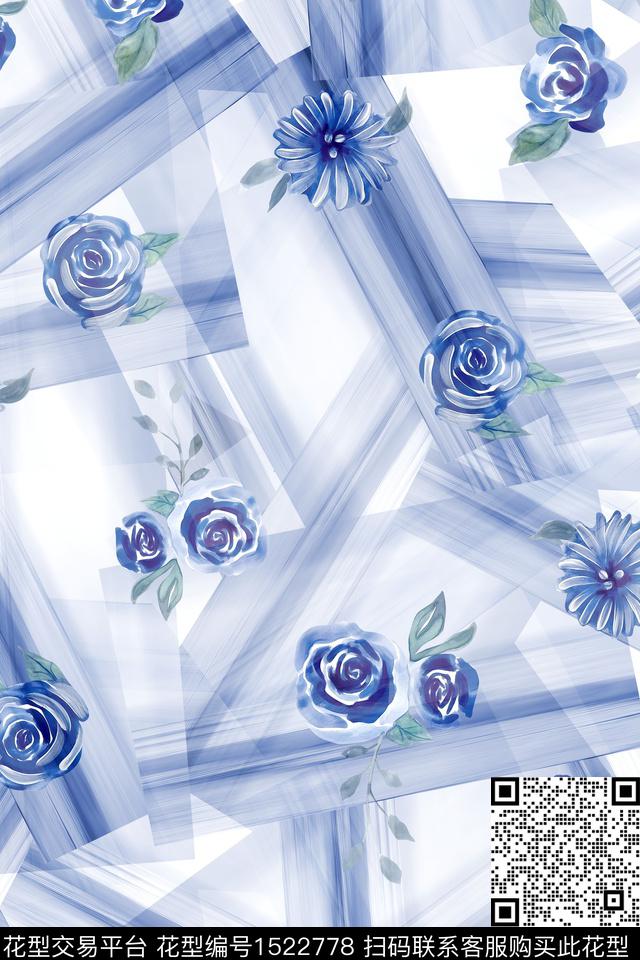 肌理花卉大牌风数码印花华亿平台下载（图片编号: 1522778） - 瓦栏（Walan）
