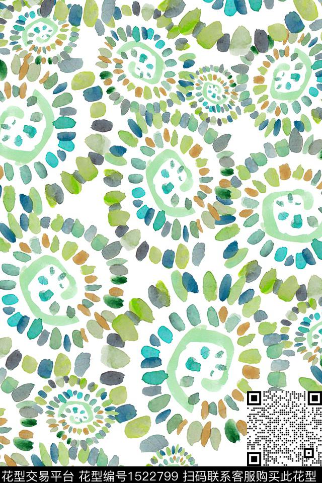 水彩抽象波点数码印花华亿平台下载（图片编号: 1522799） - 瓦栏（Walan）