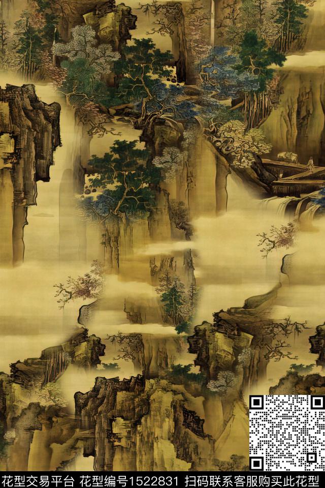 香云纱中老年国画数码印花华亿平台下载（图片编号: 1522831） - 瓦栏（Walan）