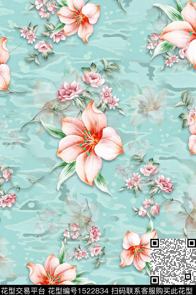 大花中老年数码印花华亿平台下载（图片编号: 1522834） - 瓦栏（Walan）