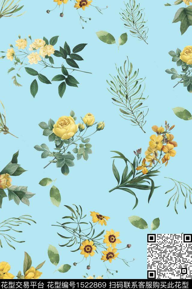 定位花绿植树叶花卉数码印花华亿平台下载（图片编号: 1522869） - 瓦栏（Walan）