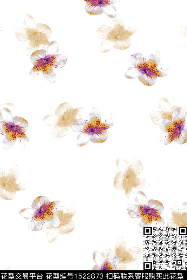 花卉大牌风小清新数码印花华亿平台下载（图片编号: 1522873） - 瓦栏（Walan）