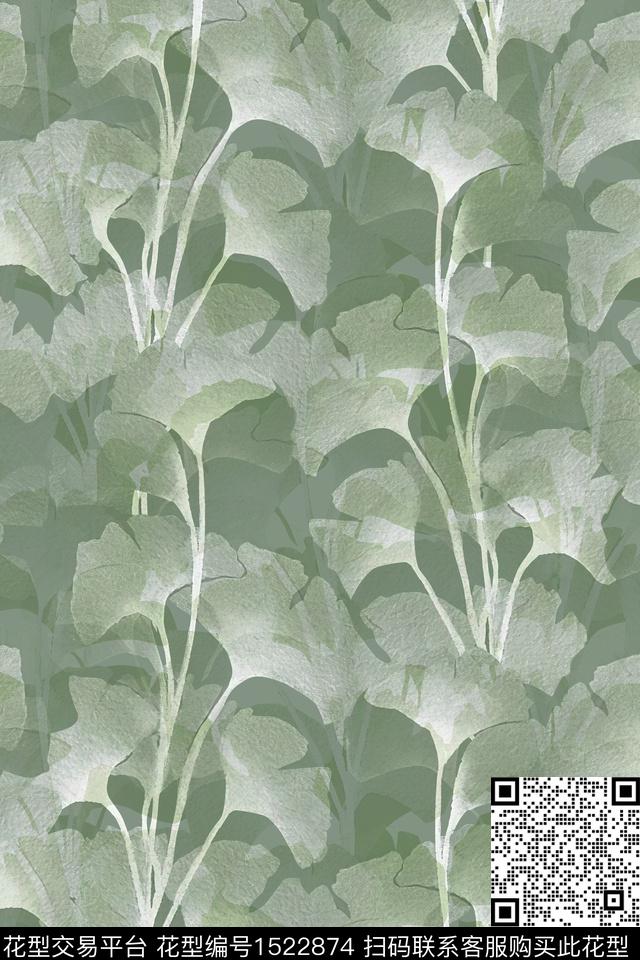 绿植树叶花卉大牌风数码印花华亿平台下载（图片编号: 1522874） - 瓦栏（Walan）