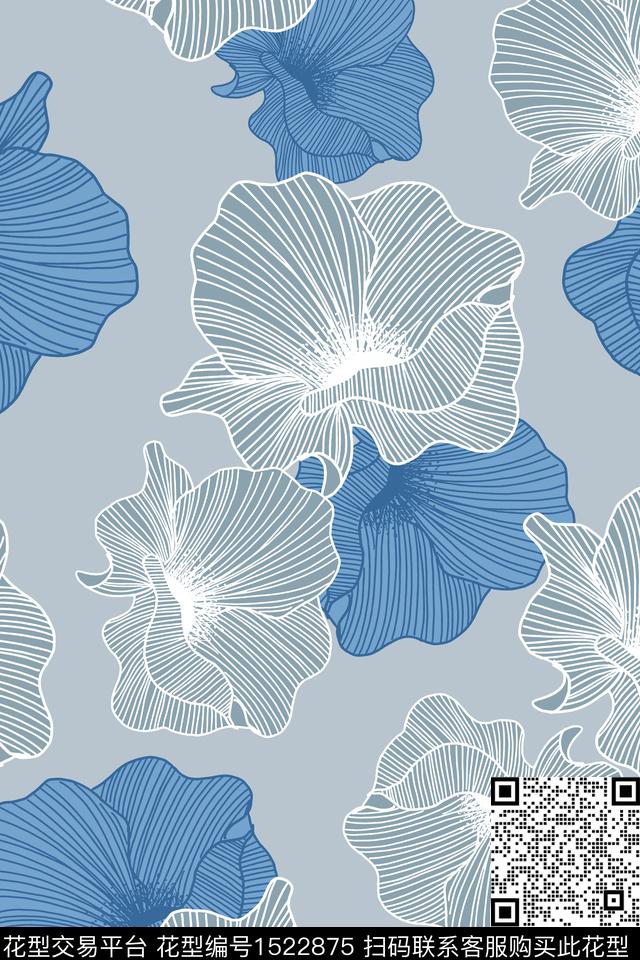 花卉大牌风小清新数码印花华亿平台下载（图片编号: 1522875） - 瓦栏（Walan）