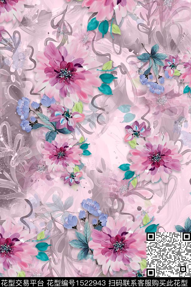 花卉油画中老年数码印花华亿平台下载（图片编号: 1522943） - 瓦栏（Walan）