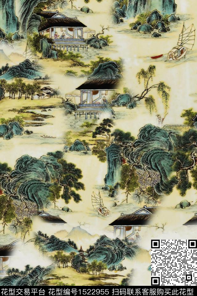 香云纱中老年国画数码印花华亿平台下载（图片编号: 1522955） - 瓦栏（Walan）