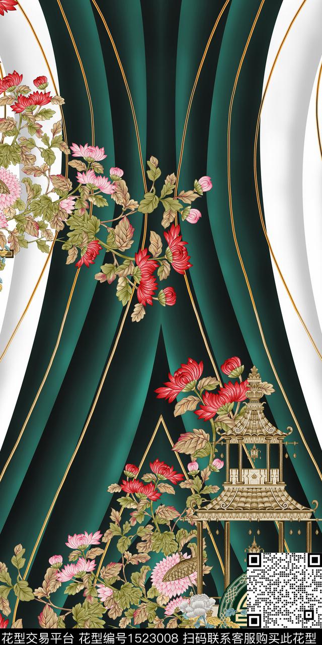 定位花绿植树叶花卉数码印花华亿平台下载（图片编号: 1523008） - 瓦栏（Walan）