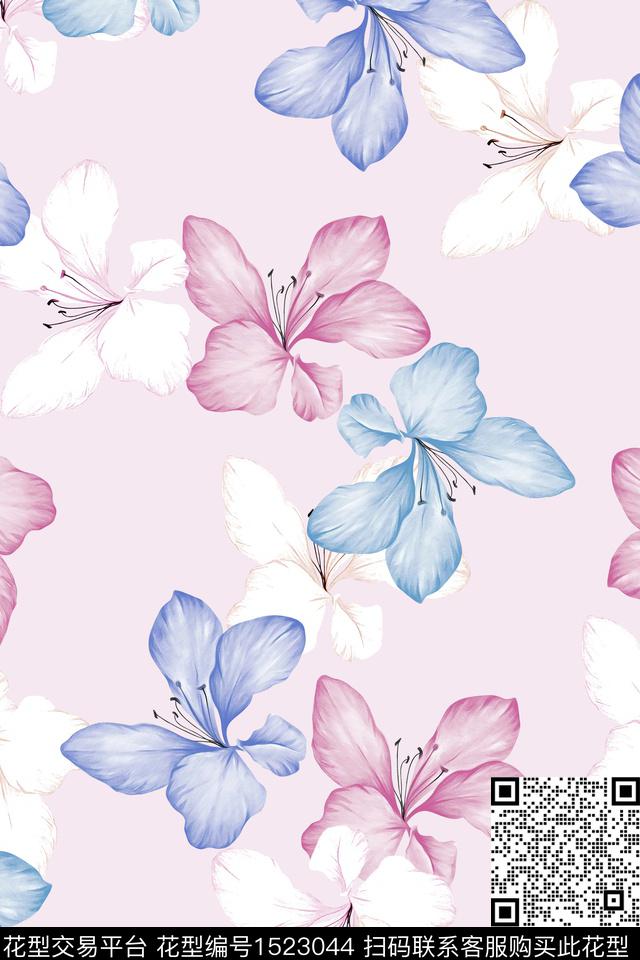 花卉大牌风小清新数码印花华亿平台下载（图片编号: 1523044） - 瓦栏（Walan）