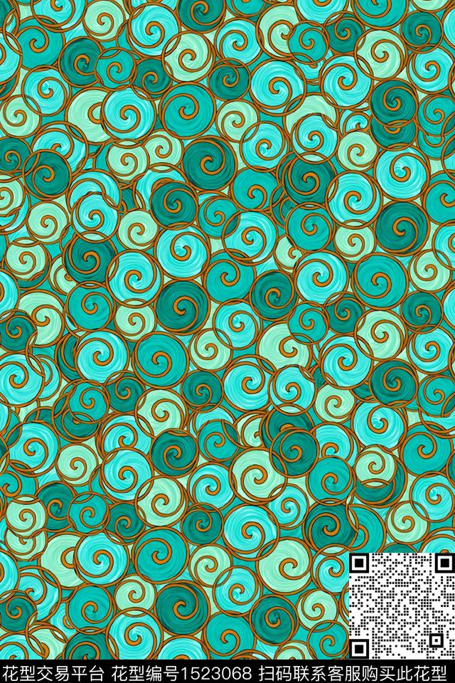 几何抽象圆形数码印花华亿平台下载（图片编号: 1523068） - 瓦栏（Walan）