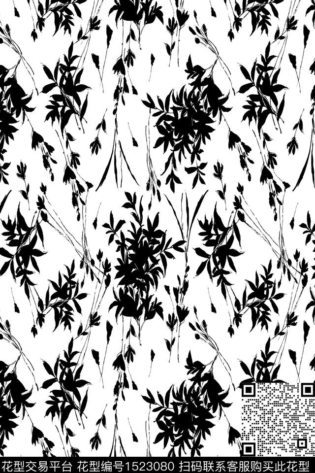 黑白华亿平台女装小碎花数码印花华亿平台下载（图片编号: 1523080） - 瓦栏（Walan）