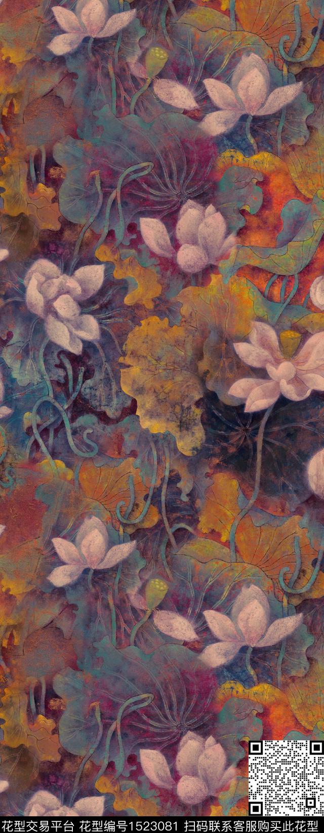 定位花绿植树叶花卉数码印花华亿平台下载（图片编号: 1523081） - 瓦栏（Walan）