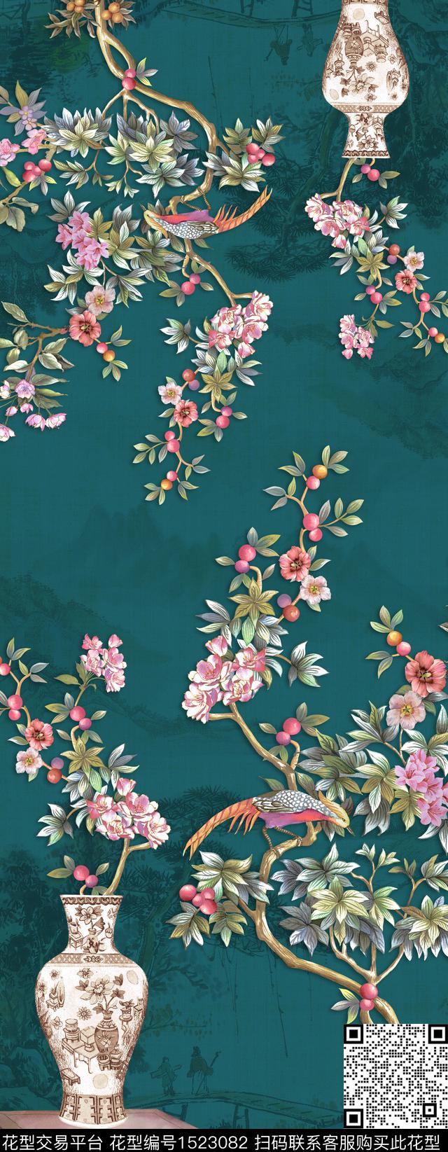 定位花花鸟绿植树叶数码印花华亿平台下载（图片编号: 1523082） - 瓦栏（Walan）