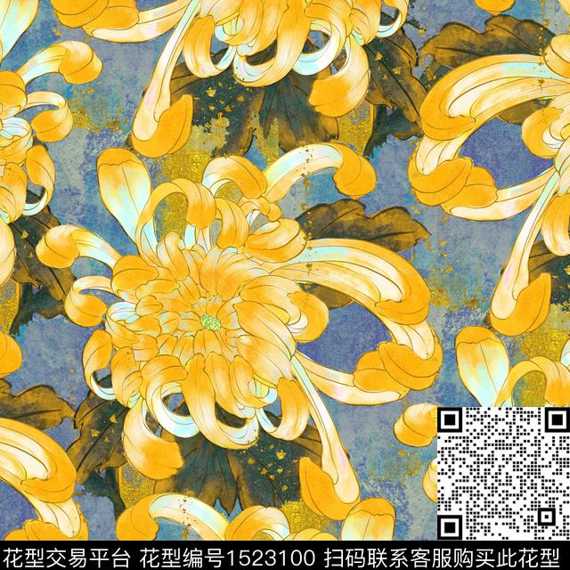 菊花油画华亿平台桃花数码印花华亿平台下载（图片编号: 1523100） - 瓦栏（Walan）