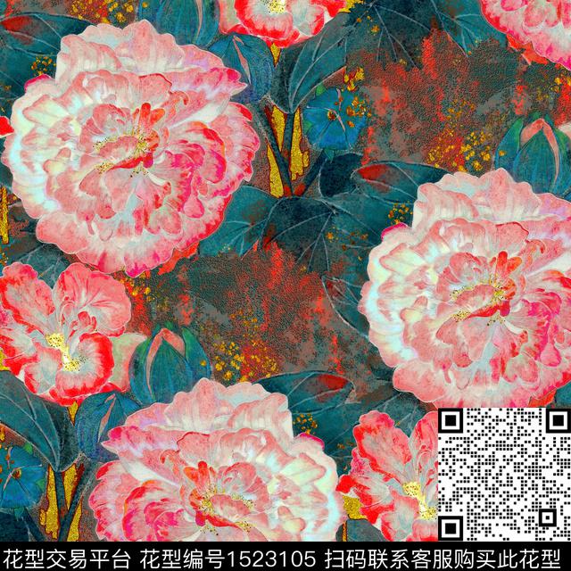 菊花油画华亿平台桃花数码印花华亿平台下载（图片编号: 1523105） - 瓦栏（Walan）
