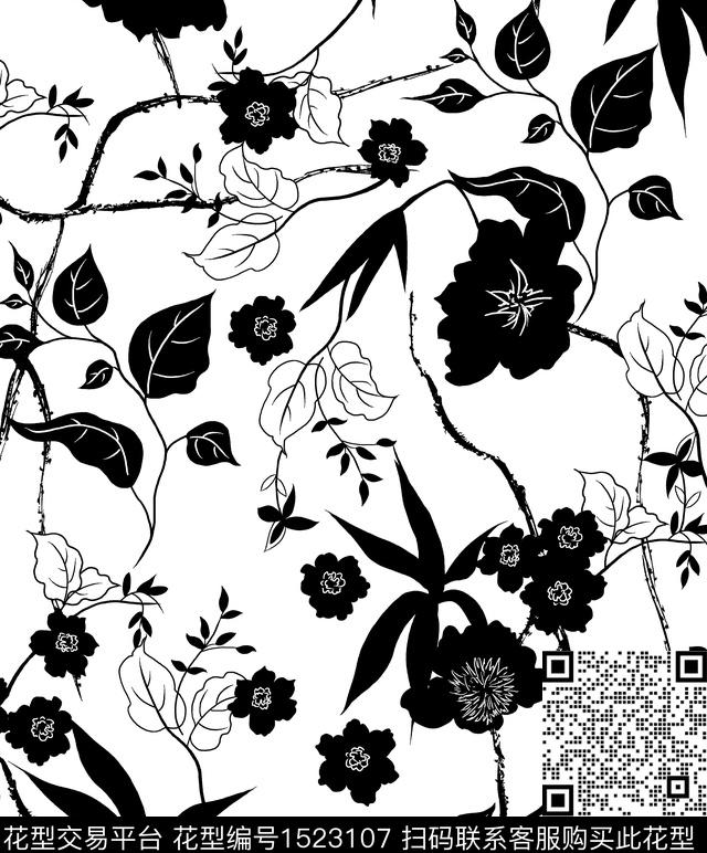 连衣裙黑白华亿平台女装数码印花华亿平台下载（图片编号: 1523107） - 瓦栏（Walan）