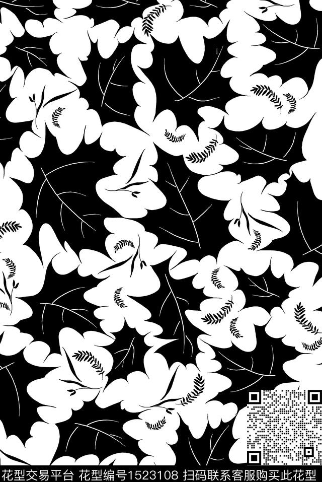 连衣裙黑白华亿平台女装数码印花华亿平台下载（图片编号: 1523108） - 瓦栏（Walan）