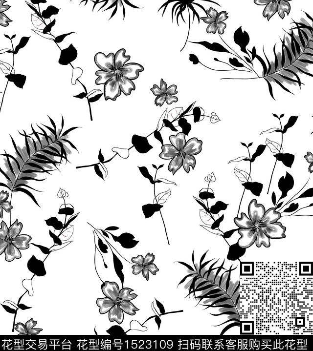 连衣裙黑白华亿平台女装数码印花华亿平台下载（图片编号: 1523109） - 瓦栏（Walan）