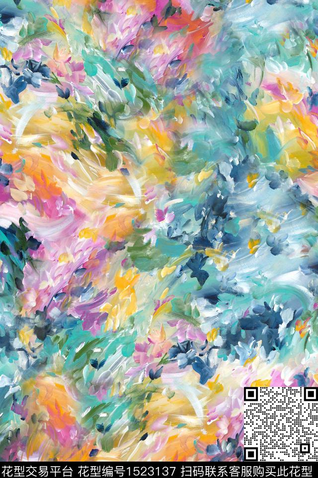 肌理笔触女装数码印花华亿平台下载（图片编号: 1523137） - 瓦栏（Walan）