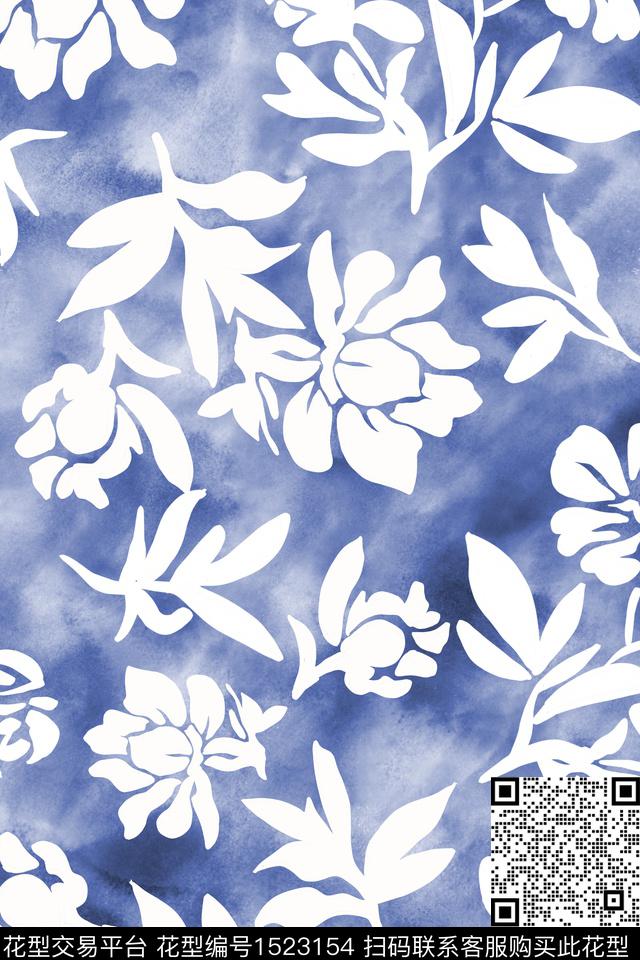 水彩花卉植物数码印花华亿平台下载（图片编号: 1523154） - 瓦栏（Walan）