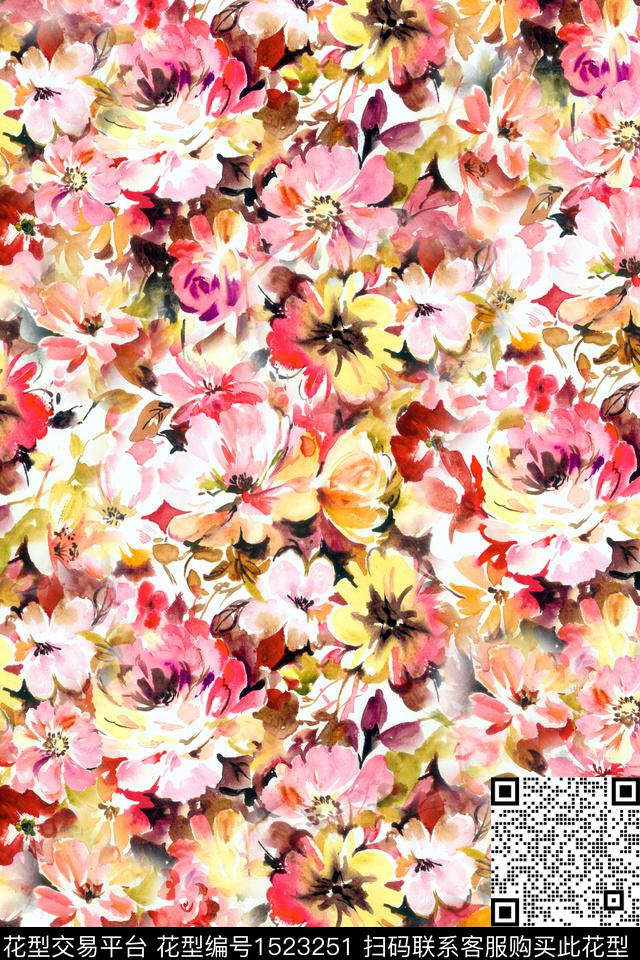 花卉年轻女性小碎花数码印花华亿平台下载（图片编号: 1523251） - 瓦栏（Walan）