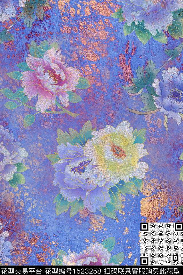 定位花绿植树叶肌理数码印花华亿平台下载（图片编号: 1523258） - 瓦栏（Walan）