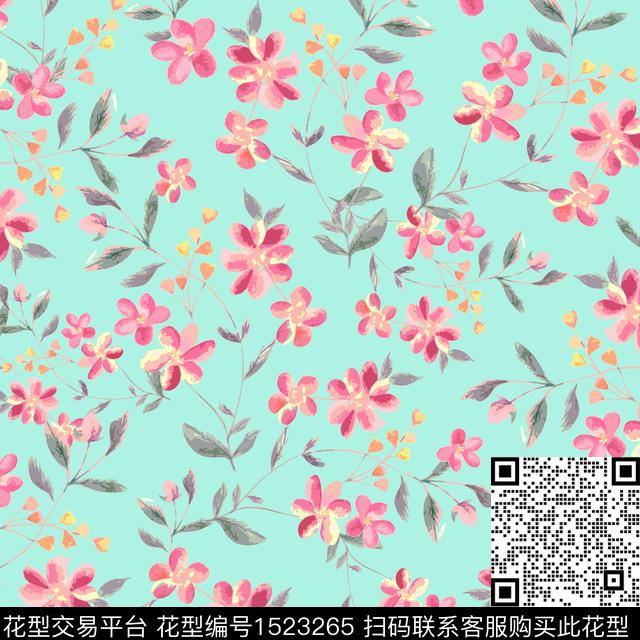 花卉手绘矢量数码印花华亿平台下载（图片编号: 1523265） - 瓦栏（Walan）