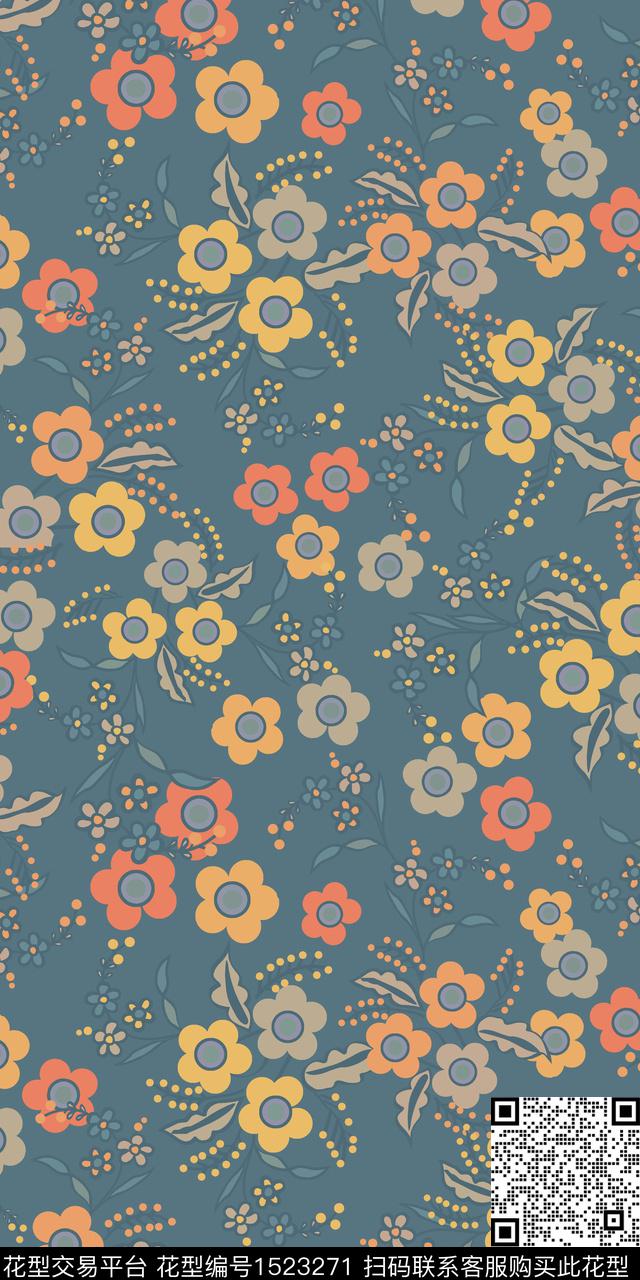 花卉手绘矢量数码印花华亿平台下载（图片编号: 1523271） - 瓦栏（Walan）