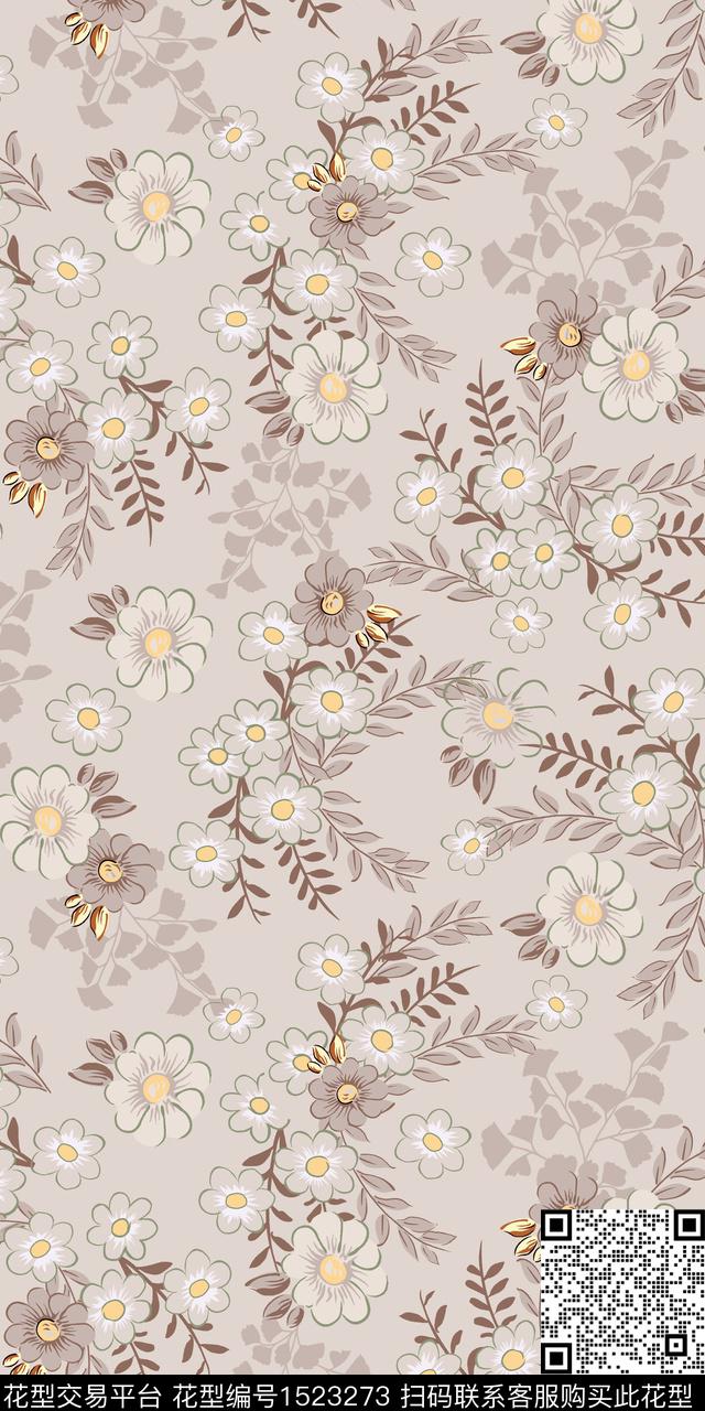 花卉手绘矢量数码印花华亿平台下载（图片编号: 1523273） - 瓦栏（Walan）