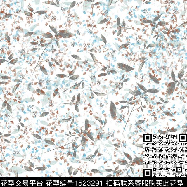 连衣裙绿植树叶雪纺数码印花华亿平台下载（图片编号: 1523291） - 瓦栏（Walan）