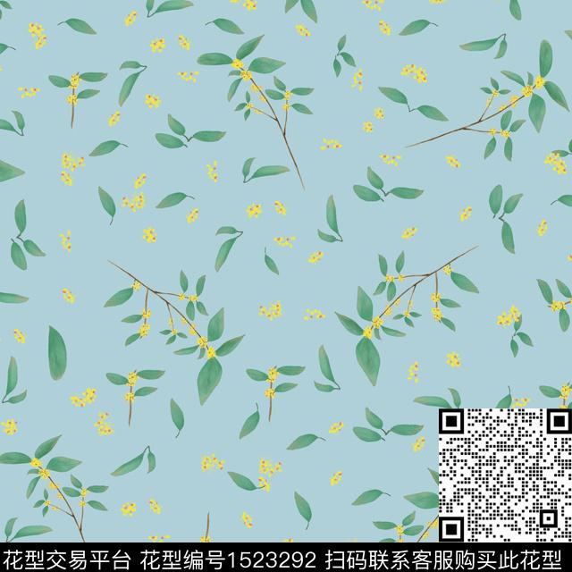 连衣裙绿植树叶花卉数码印花华亿平台下载（图片编号: 1523292） - 瓦栏（Walan）