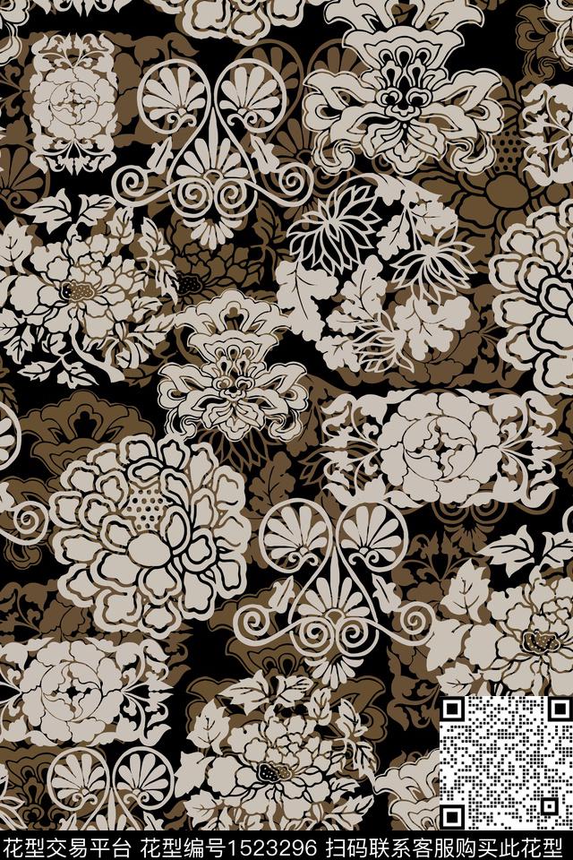 民族风中老年女装数码印花华亿平台下载（图片编号: 1523296） - 瓦栏（Walan）