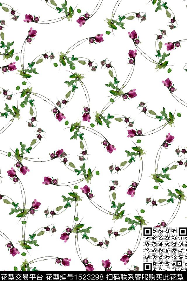 绿植树叶花卉大牌风数码印花华亿平台下载（图片编号: 1523298） - 瓦栏（Walan）