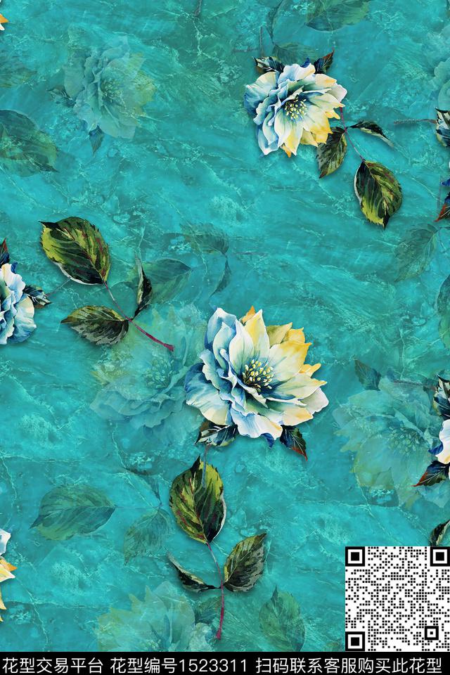 大花牡丹中老年数码印花华亿平台下载（图片编号: 1523311） - 瓦栏（Walan）