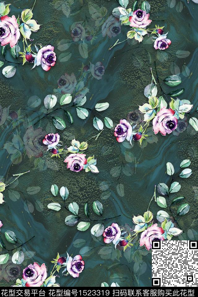 大花中老年数码印花华亿平台下载（图片编号: 1523319） - 瓦栏（Walan）