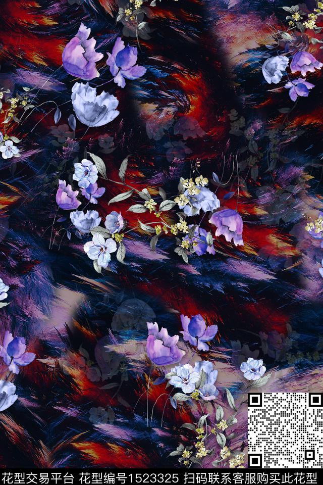 大花中老年数码印花华亿平台下载（图片编号: 1523325） - 瓦栏（Walan）