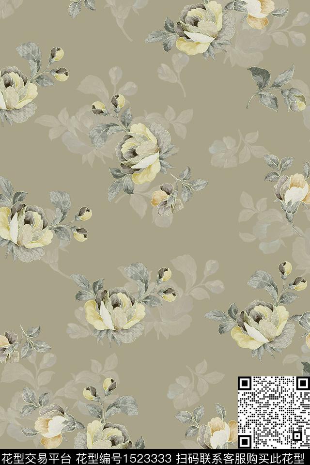 花卉小清新纹理数码印花华亿平台下载（图片编号: 1523333） - 瓦栏（Walan）