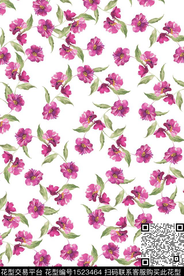 花卉大牌风小清新数码印花华亿平台下载（图片编号: 1523464） - 瓦栏（Walan）