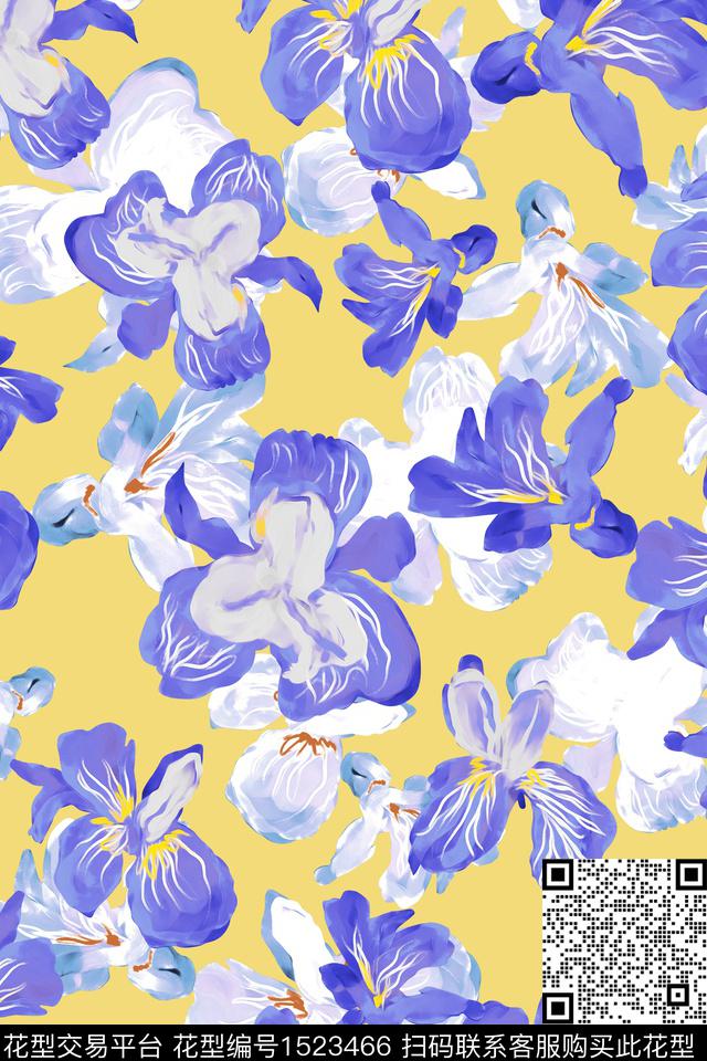 花卉大牌风小清新数码印花华亿平台下载（图片编号: 1523466） - 瓦栏（Walan）