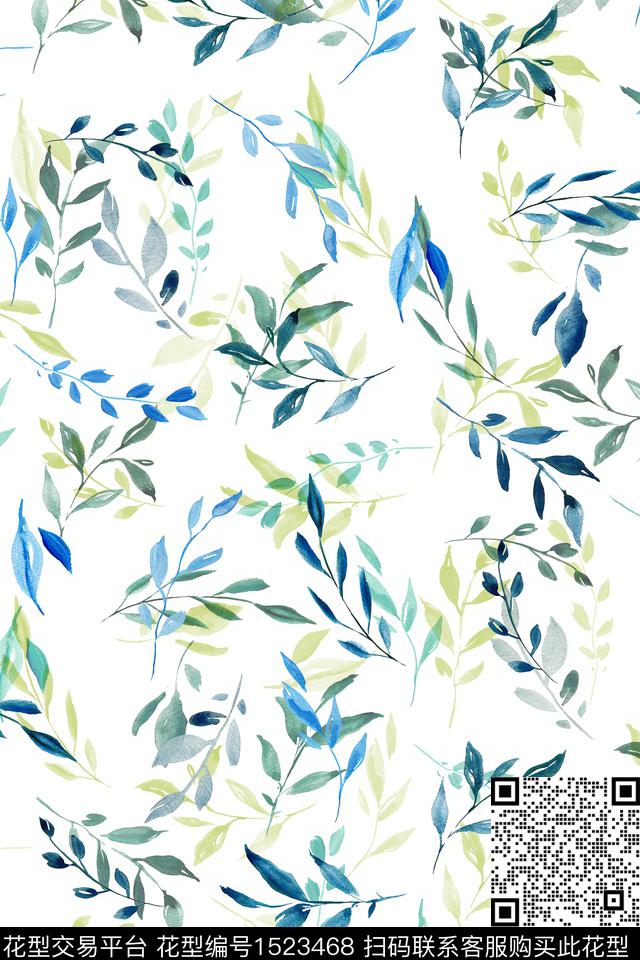 绿植树叶花卉大牌风数码印花华亿平台下载（图片编号: 1523468） - 瓦栏（Walan）