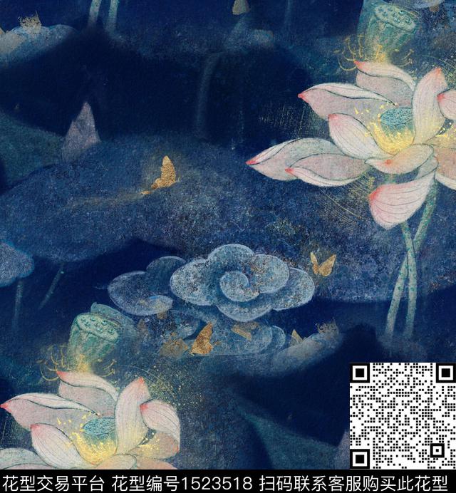 荷花油画华亿平台国画数码印花华亿平台下载（图片编号: 1523518） - 瓦栏（Walan）