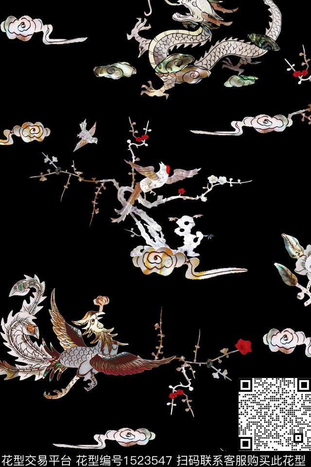 旗袍香云纱小碎花数码印花华亿平台下载（图片编号: 1523547） - 瓦栏（Walan）