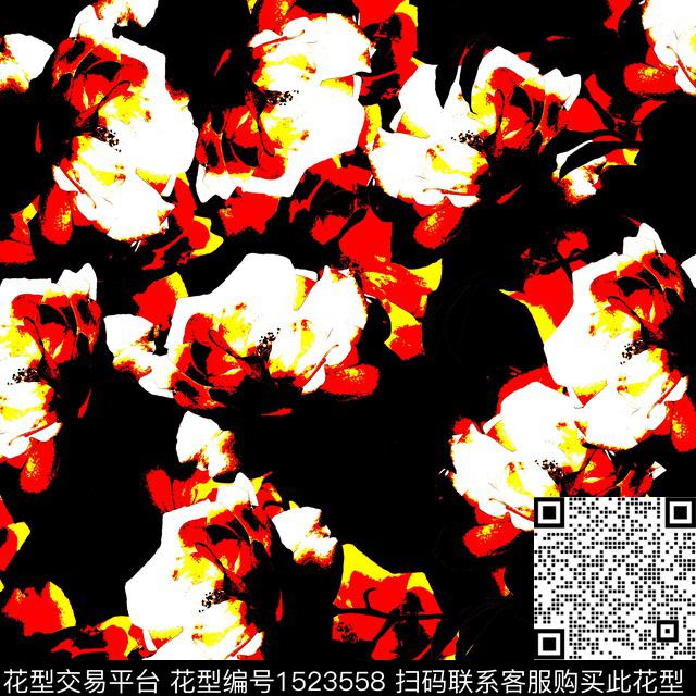 男装花卉抽象数码印花华亿平台下载（图片编号: 1523558） - 瓦栏（Walan）