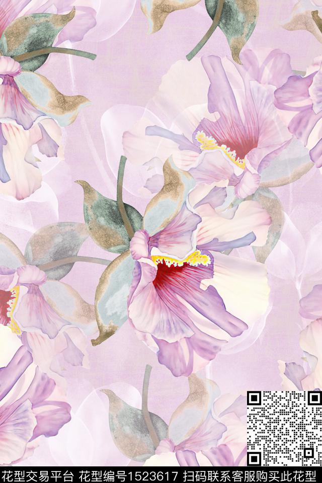 花卉女装大花数码印花华亿平台下载（图片编号: 1523617） - 瓦栏（Walan）
