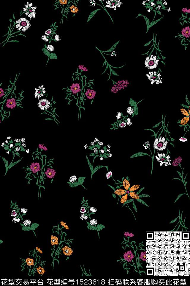 花卉小清新小碎花数码印花华亿平台下载（图片编号: 1523618） - 瓦栏（Walan）