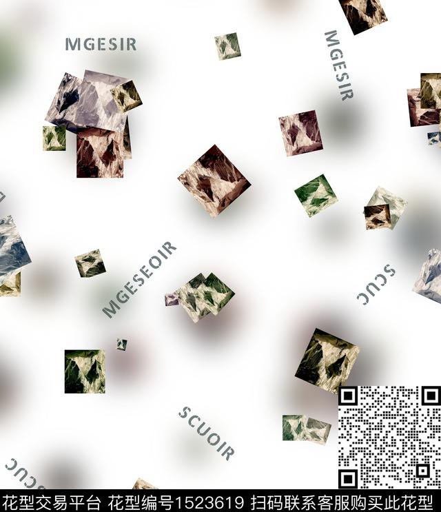 字母几何大牌风数码印花华亿平台下载（图片编号: 1523619） - 瓦栏（Walan）