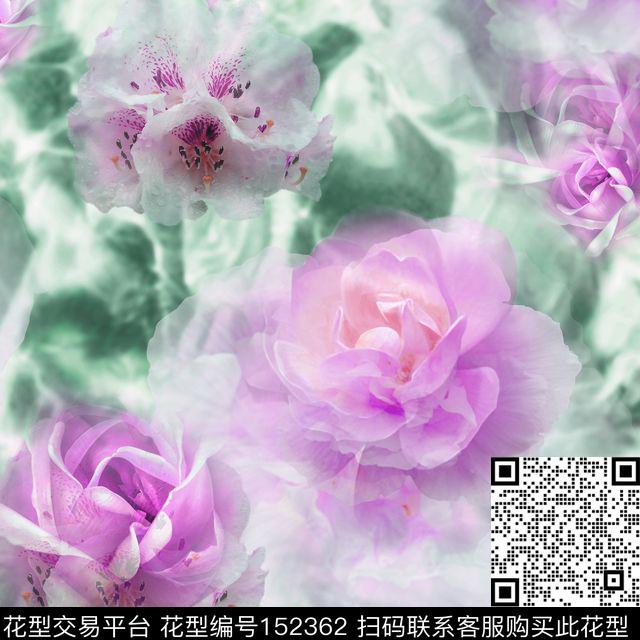 花卉朦胧数码印花华亿平台下载（图片编号: 152362） - 瓦栏（Walan）