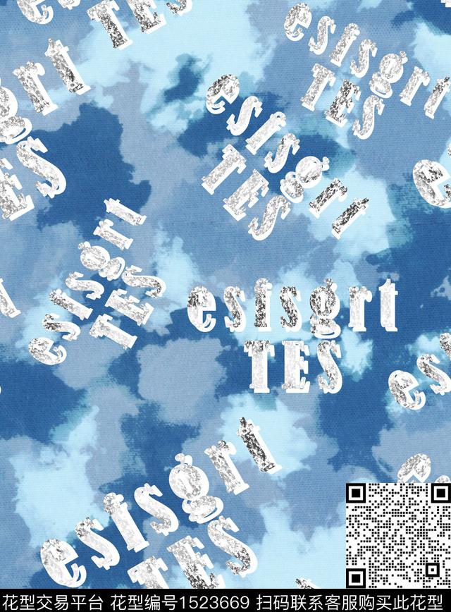 字母渐变数码印花华亿平台下载（图片编号: 1523669） - 瓦栏（Walan）